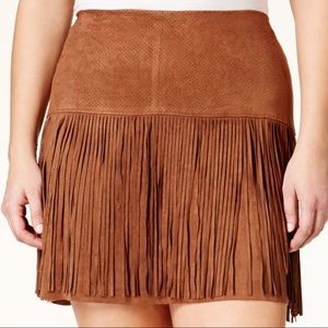Faux Suede Fringe Mini Skirt
